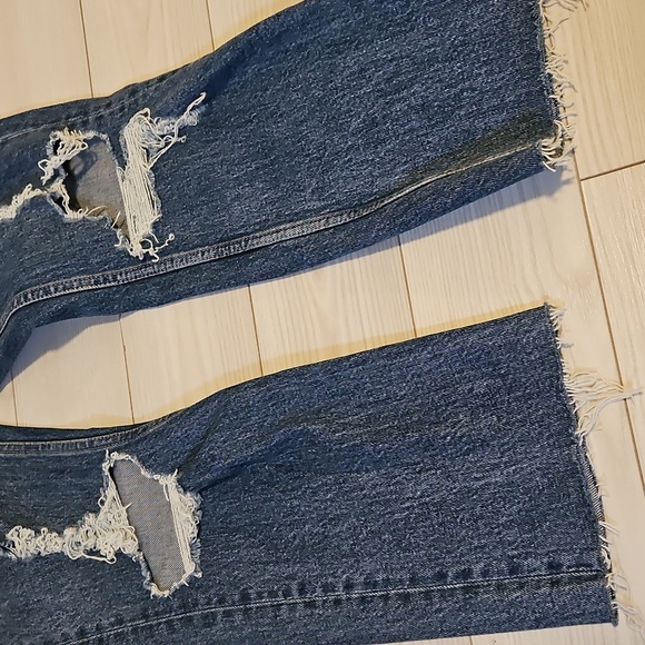 Topshop Jeans Blue Distressed Pockets Womens Size  26 straight denim - Picture 4 of 5